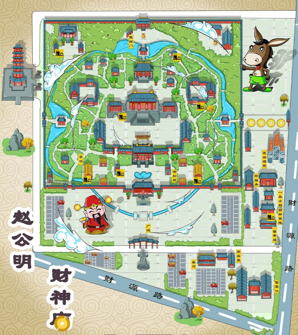 宁津寺庙类手绘地图